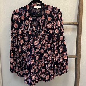 Loft floral print peplum blouse size M